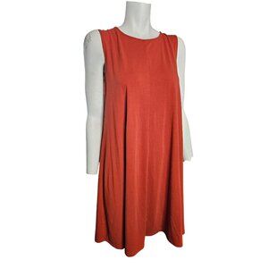 2/$35- Uniqlo Sleeveless Rust Orange A-Line/Swing Dress Women Small Minimalist